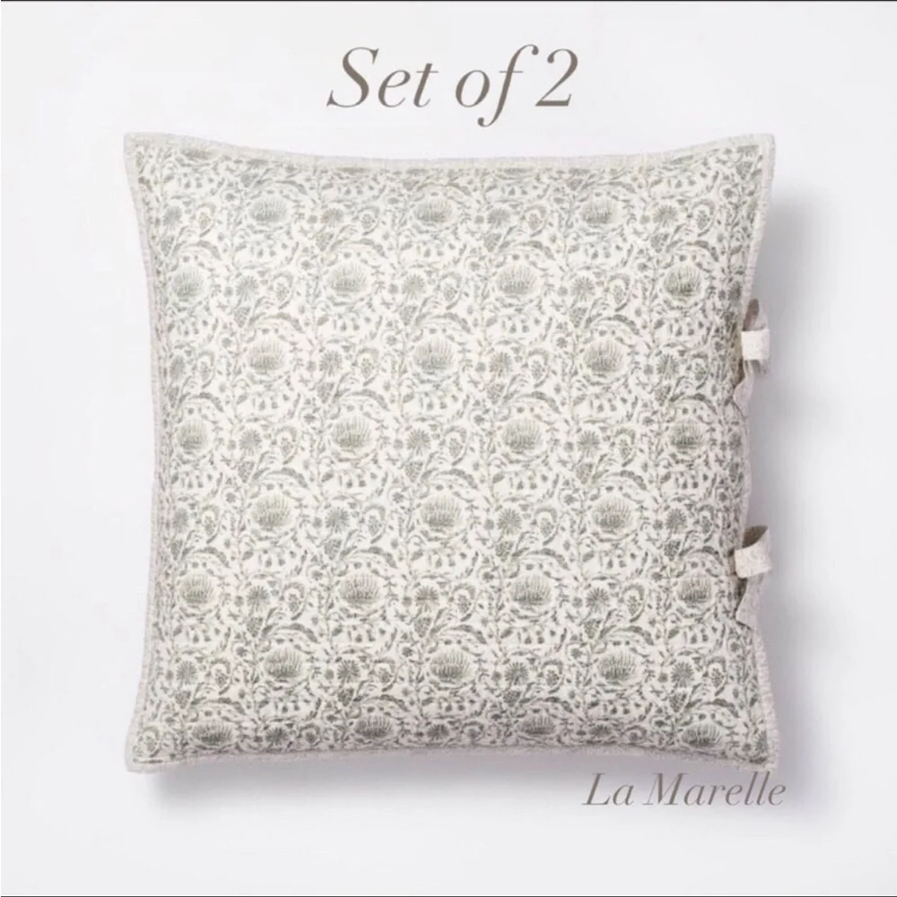 2 Euro Decorative Border Cotton Slub Print Sham Teal– Threshold Studio McGee